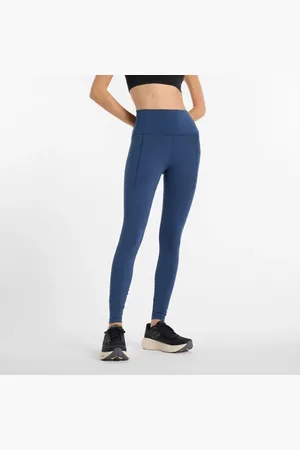 New Balance Kvinnor NB Sleek Pocket High Rise Legging 27" i Blue Poly sticka