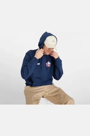 New Balance Män Lille LOSC Terry Hoodie i Blue Polyester