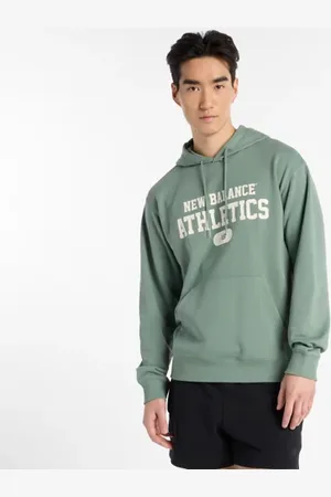 New Balance Män Heritage French Terry Graphic Hoodie i Green Bomull, Storlek 2XL