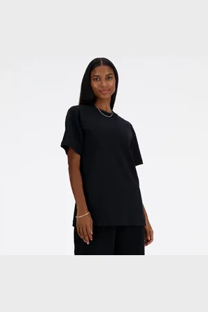New Balance Kvinnor Athletics Jersey T-Shirt i Black Tröja i bomull, Storlek 2XL