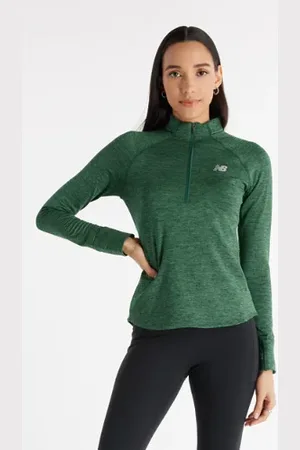 New Balance Kvinnor Athletics Heat Grid 1/2 Zip i Brown Poly Knit
