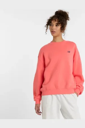 New Balance Kvinnor Reimagined Fleece Crew i Red Bomull Fleece, Storlek XL