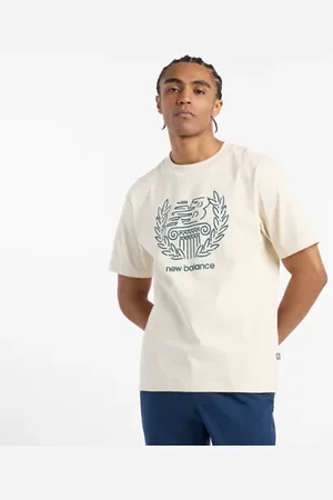 New Balance Män Debut Sculpture T-Shirt i Beige Bomull, Storlek 2XL