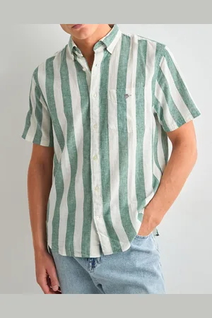 GANT Reg Cotton Linen Stripe Ss Shirt Kortärmade skjortor