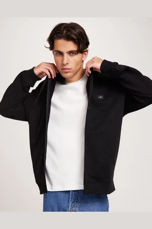 Calvin Klein Woven Label Zip Through Hoodie Hoodies med dragkedja