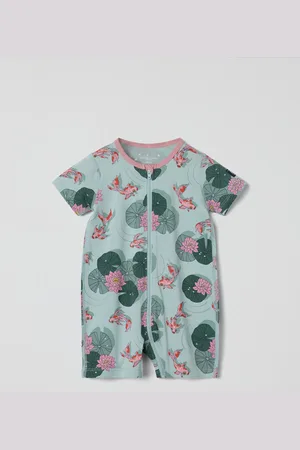 Polarn O. Pyret Kortärmad pyjamasoverall hav