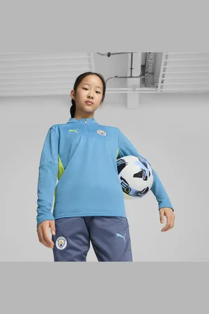 PUMA Manchester City Quarter-Zip Training Top Youth, Blue, Size 5-6Y, Clothing