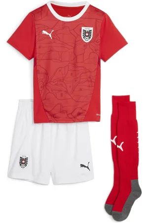 PUMA Austria 2024 Home Minikit Youth, Red, Size 1-2Y, Clothing