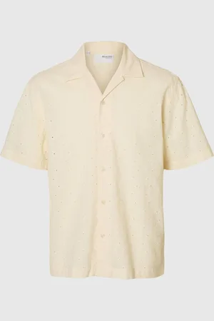 SELECTED Broderie Anglaise Kortärmad Skjorta