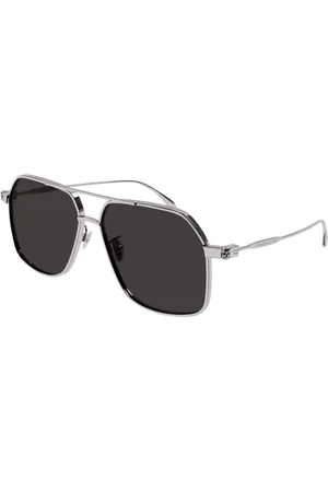 Alexander McQueen AM0372S 001 59 Silvriga Solglasögon Män