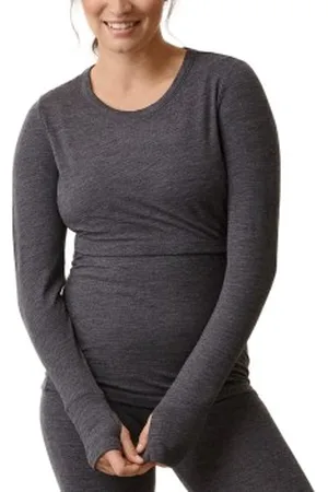 Boob Merino Wool Long Sleeve Top Mörkgrå merinoull Large Dam