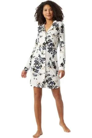 Schiesser Contemporary Nightwear Sleep Shirt Svart/Vit 38 Dam