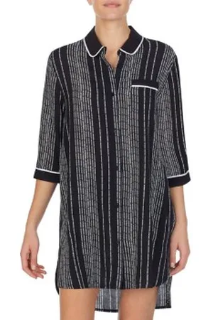 DKNY DKNY Color Theory Sleepshirt Svart randig viskos Small Dam