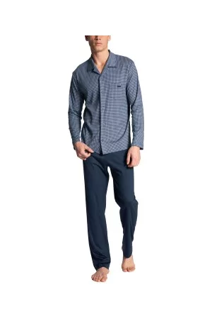 Calida Relax Choice with Buttons Pyjama Blå bomull Large Herr