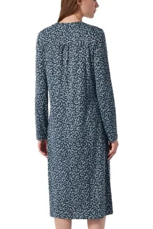 Schiesser Classic Comfort Fit Interlock Shirt Blå Mönstrad 38 Dam