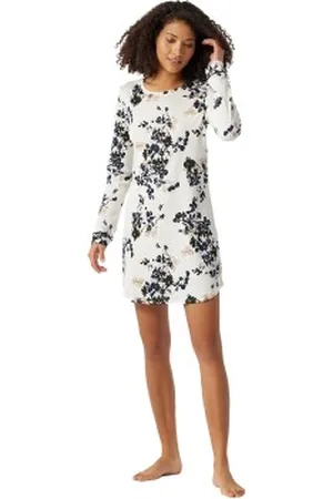 Schiesser Contemporary Nightwear Interlock Shirt Vit/Svart 40 Dam