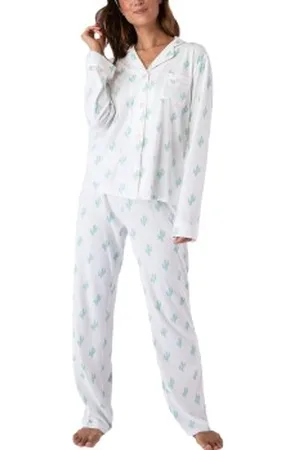 P.J.Salvage Playful Prints Long Pyjamas Vit Mönstrad Large Dam