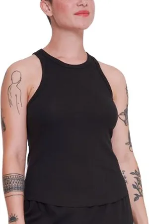 Sloggi GO Ribbed Tank Top Svart bomull X-Small Dam