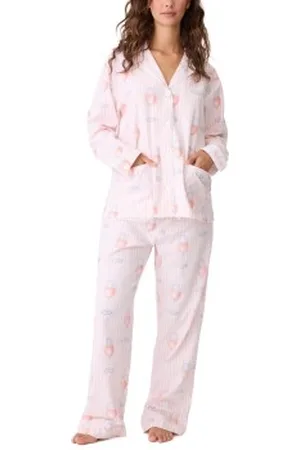 P.J.Salvage Long Sleeve Flannel Pyjama Ljusrosa bomull X-Small Dam