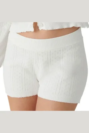 P.J.Salvage Sweatheart Pointelle Short Vit Mönstrad bomull X-Small Dam