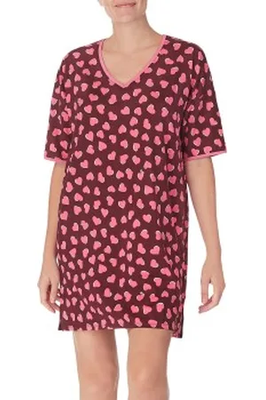 DKNY DKNY Wishlist Worthy Sleepshirt Röd Mönstrad polyester Large Dam