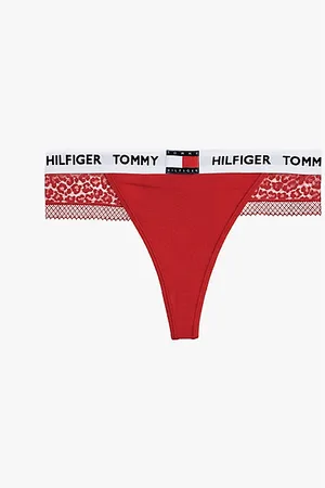 Tommy Hilfiger Heritage Leopard Lace Logo Waistband Thong