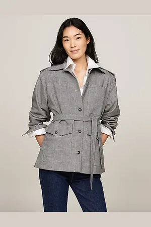 Tommy Hilfiger Prince Of Wales Check Belted Blazer Jacket