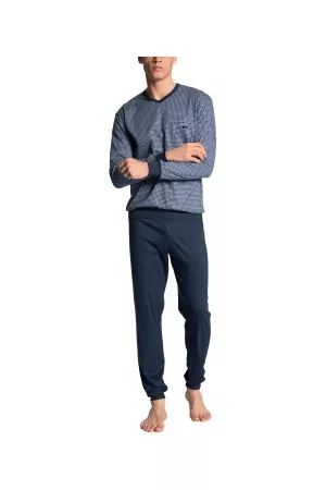 Calida Relax Choice Pyjama With Cuff Indigoblå bomull Large Herr