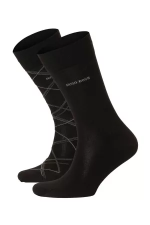 HUGO BOSS Strumpor 2P Check Cotton Sock Svart Strl 39/42