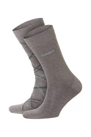 HUGO BOSS Strumpor 2P Check Cotton Sock Grå Strl 39/42