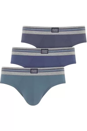 Jockey Kalsonger 3P Cotton Stretch Brief Blå bomull Large Herr