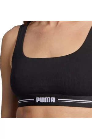PUMA BH Women Scoop Neck Top Svart ekologisk bomull Large Dam
