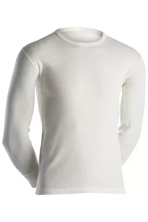 Dovre Long Sleeve Wool Crew Neck Vit merinoull Large Herr