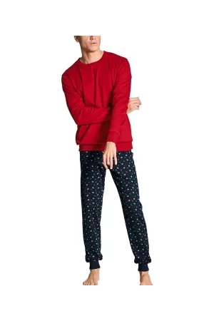Calida Family and Friends Men Pyjama With Cuff Mörkblå bomull Large Herr