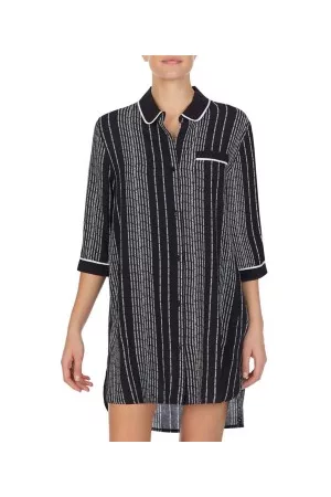 DKNY DKNY Color Theory Sleepshirt Svart randig viskos Small Dam