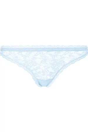 Calvin Klein Trosor CK One Lace Thong Ljusblå nylon Large Dam