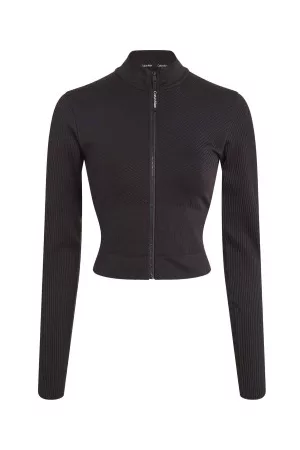 Calvin Klein Sport Seamless Zip Up Jacket Svart polyamid Large Dam