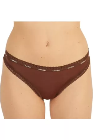 Calvin Klein Trosor Bottoms Up Refresh Thong Mörkbrun polyamid Large Dam