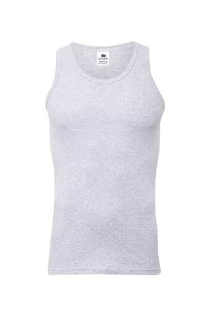 Dovre Rib Singlet Grå bomull Large Herr