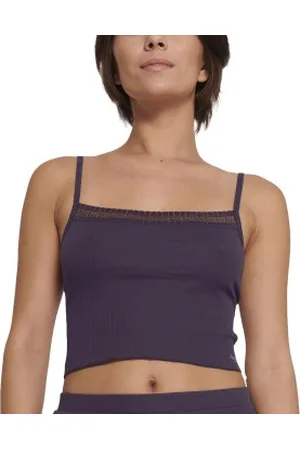 Sloggi GO Ribbed Crop Top Mörklila bomull Large Dam