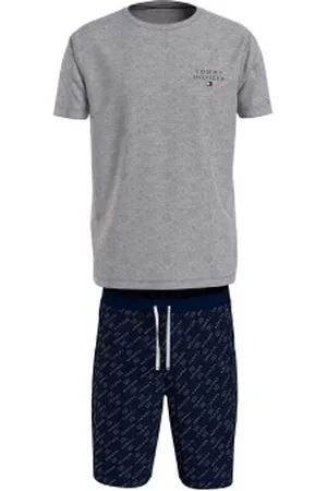 Tommy Hilfiger SS Woven Drawstring PJ Set Marin/Grå bomull Large Herr