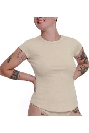 Sloggi GO Ribbed T Shirt Grå bomull Large Dam
