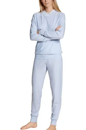 Calida Elegant Dreams Pyjama With Cuff Ljusblå modal Large Dam