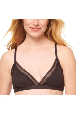 Sloggi BH GO Ribbed Lace Bralette Svart bomull X-Small Dam