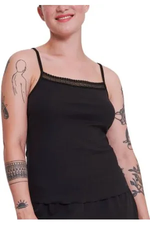Sloggi GO Ribbed Spaghetti Top Svart bomull X-Small Dam