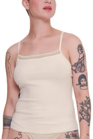 Sloggi GO Ribbed Spaghetti Top Creme bomull X-Small Dam