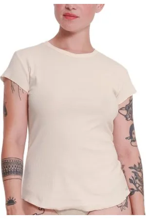 Sloggi GO Ribbed T Shirt Creme bomull X-Small Dam