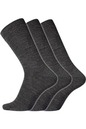 Dovre Strumpor 3P No Elastic Twin Socks Mörkgrå bomull Strl 40/45 Herr