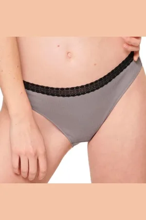 Sloggi Trosor 2P GO Ribbed Tai Briefs Svart/Grå ekologisk bomull X-Small Dam