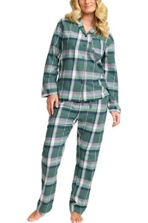Damella Cotton Flannel Pyjamas Grön Mönstrad bomull Medium Dam